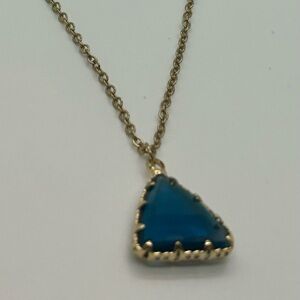 Jane Marie 16 inches gold chain with blue pendant.